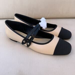 C. Paravano Mary Jane Flat Pump Size 10 / 41 Two-Tone Double-Strap Comfort Shoe